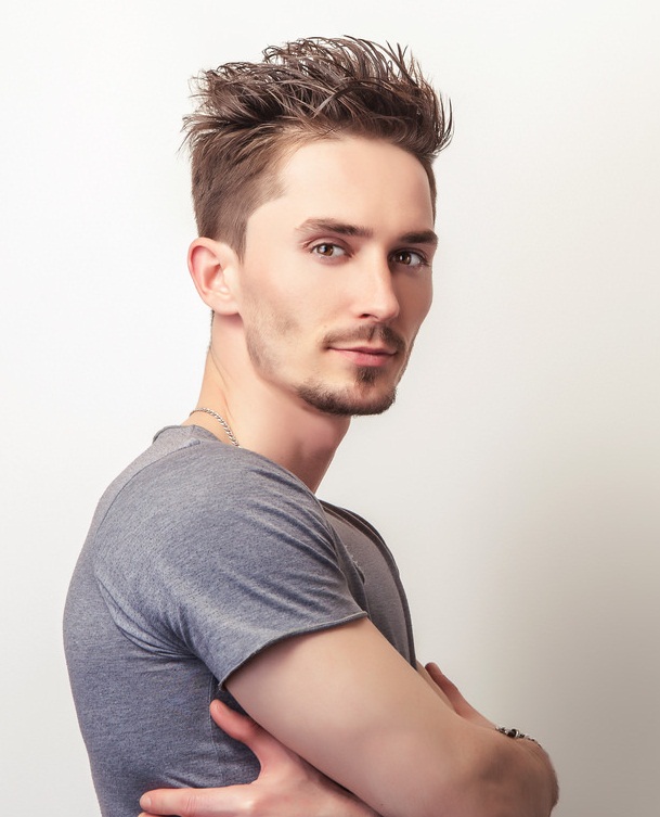 Edgy Haircut for Men with Windblown Top bend it
