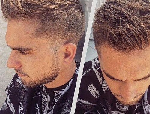 Blonde Mens Faux Hawk Fade Hairstyles 2019