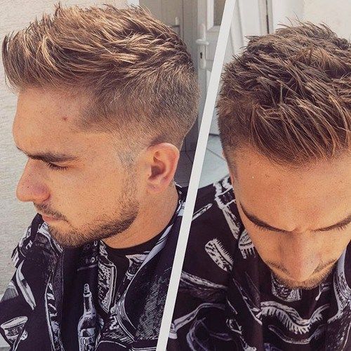 Blonde Mens Faux Hawk Fade Hairstyles 2019